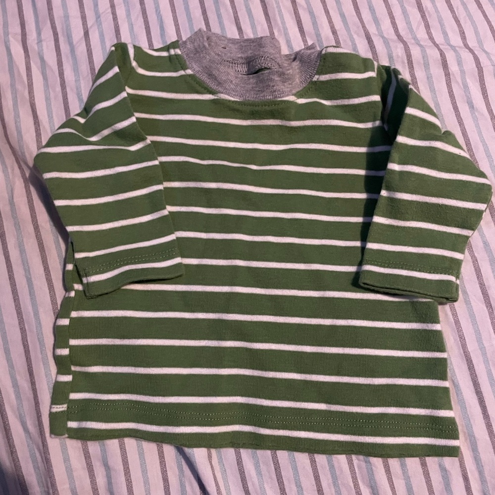 Carter's Green and Gray Striped Long Sleeve Tee